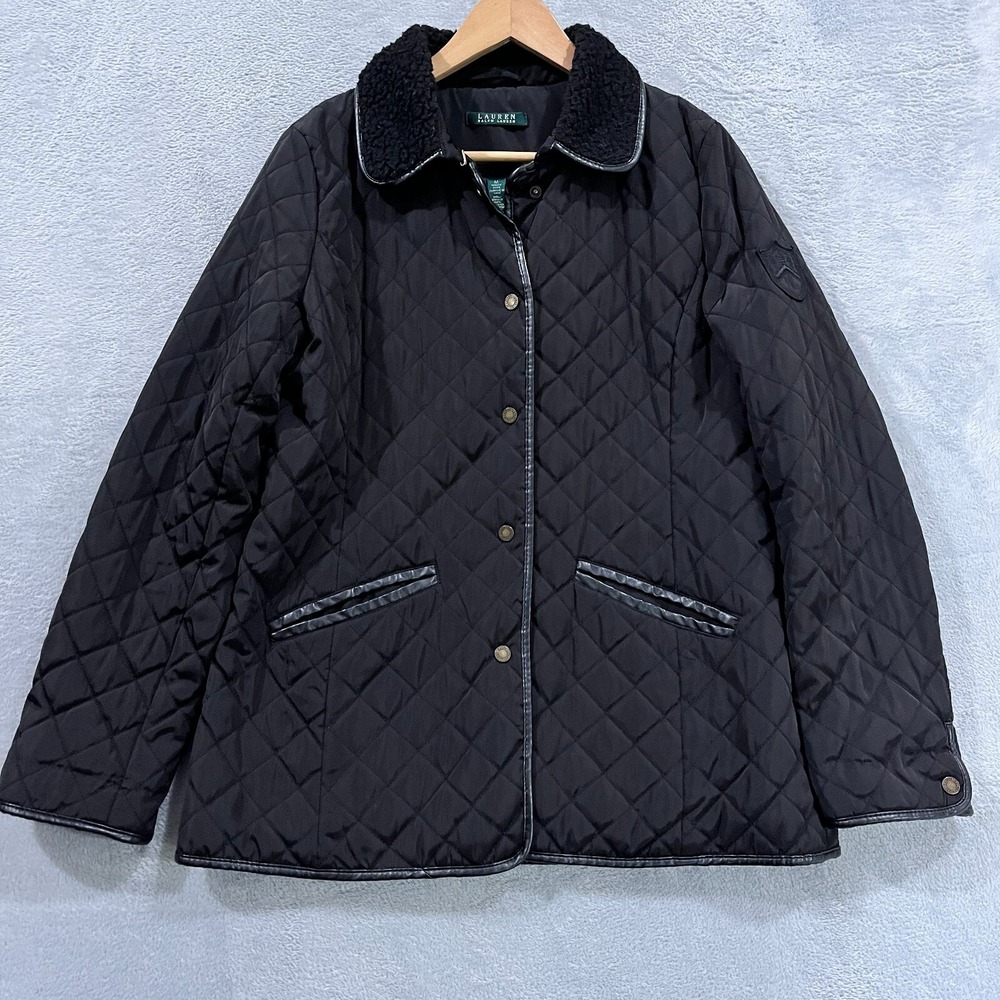Lauren Ralph Lauren Jacket Women's M Crest Patch Diamond Quilted Equestrian